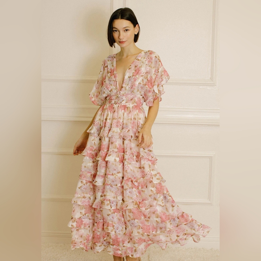 Pink and Purple Floral Maxi dress